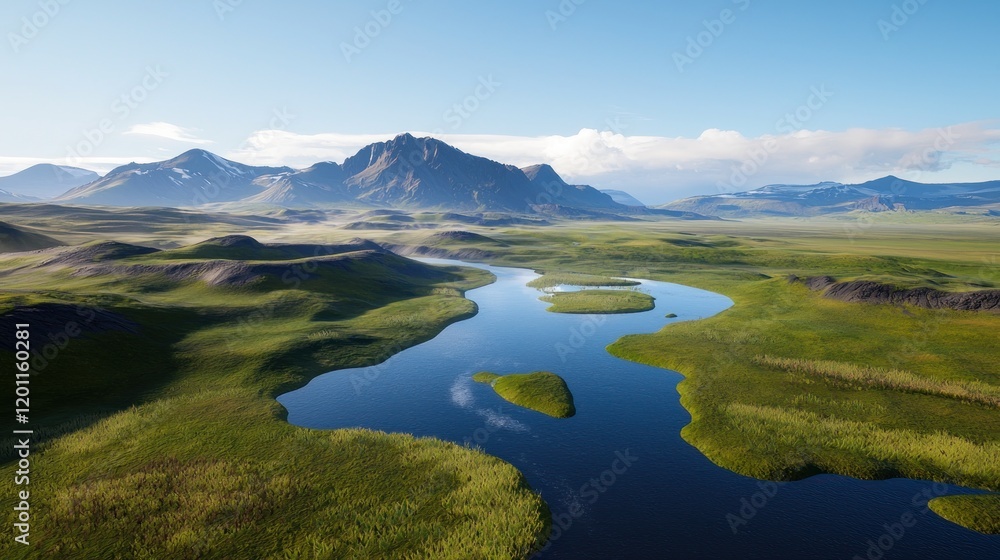 Fototapeta premium Serene Mountain River Landscape