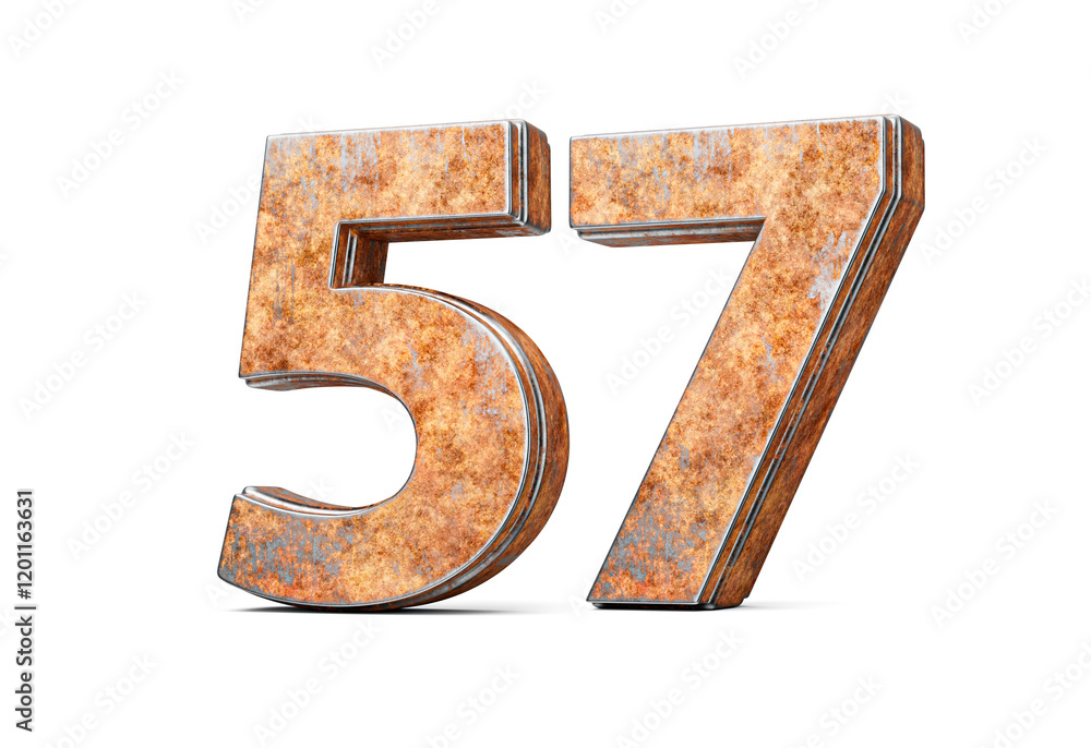 Number Fifty Seven 57 Digit Made Of Old Rusty Iron Metal Texture White Background 3d Illustration Number Fifty Seven 57 Digit Made Of Old Rusty Iron Metal Texture White Background 3d Illustration