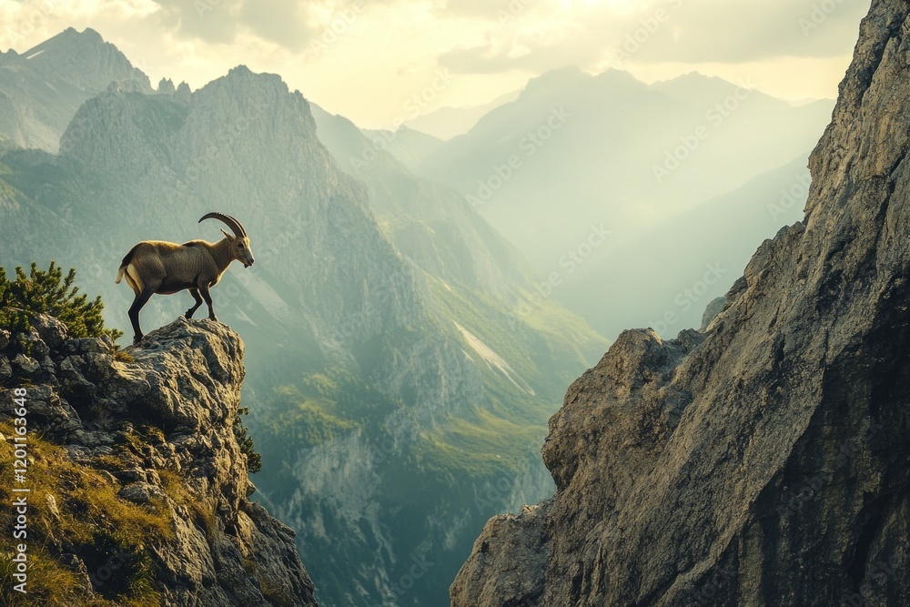 Nepalese mountain goat caught on camera with a beautiful moment climbing a steep rocky mountain on the edge of a cliff, sharp horned mountain goat from the mountains of Nepal Nepalese mountain goat caught on camera with a beautiful moment climbing a steep rocky mountain on the edge of a cliff, sharp horned mountain goat from the mountains of Nepal