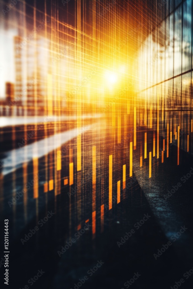 Obraz premium Dynamic sunrise reflection urban landscape photography modern architecture close-up visual harmony