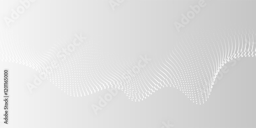 Dot white gray wave light technology texture background. Abstract big data digital concept.