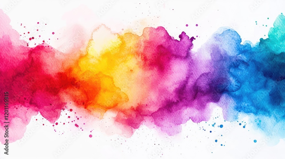Fototapeta premium Candy watercolor concept. Vibrant watercolor splash in rainbow colors for creative artistic backgrounds.