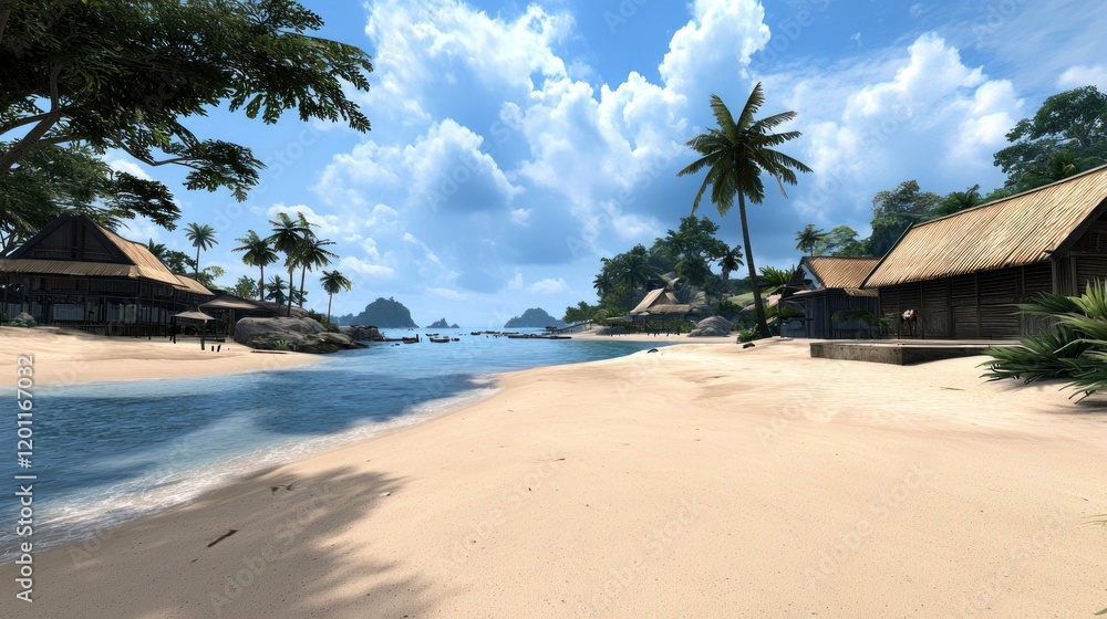 Fototapeta premium Island Village Beachscape