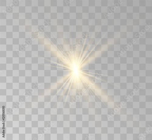 Transparent yellow sunlight special lens flash light effect. Front solar flare lenses	