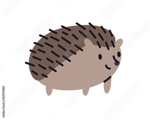 Hedgehog, cute happy smiling animal. Adorable spiky baby character, funny for...