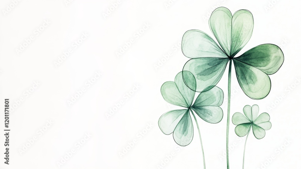 Minimalist shamrock featuring clean lines and harmonious soft greens, ideal for St Patrick's Day celebration Minimalist shamrock featuring clean lines and harmonious soft greens, ideal for St Patrick's Day celebration