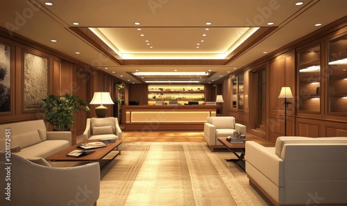 3d modern office interior render, Generative AI