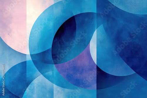 A high-tech blue background with layered circles and geometric elements creating a modern and professional look.