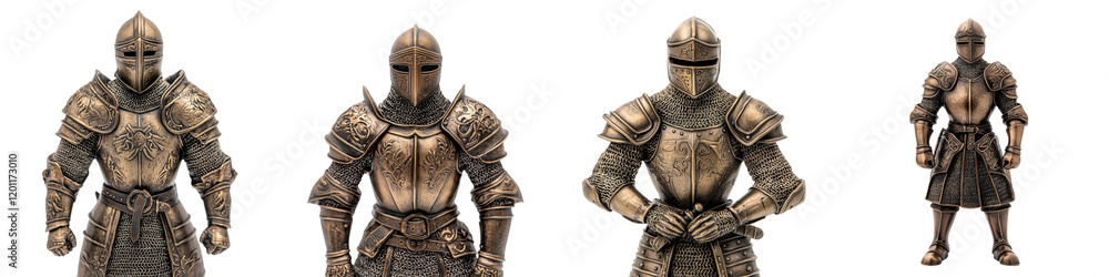 Heroic medieval knight in ornate protective armor standing tall and wielding a sword and shield ready to defend against any foe This image evokes a sense of strength courage Heroic medieval knight in ornate protective armor standing tall and wielding a sword and shield ready to defend against any foe This image evokes a sense of strength courage