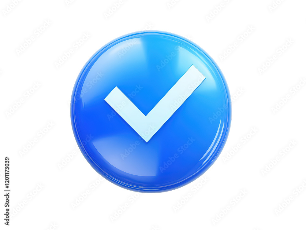 Isolated 3D Blue Checkmark in a Circle Isolated 3D Blue Checkmark in a Circle