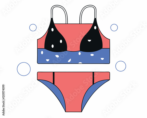 Colorful Modern Bikini Design Illustration