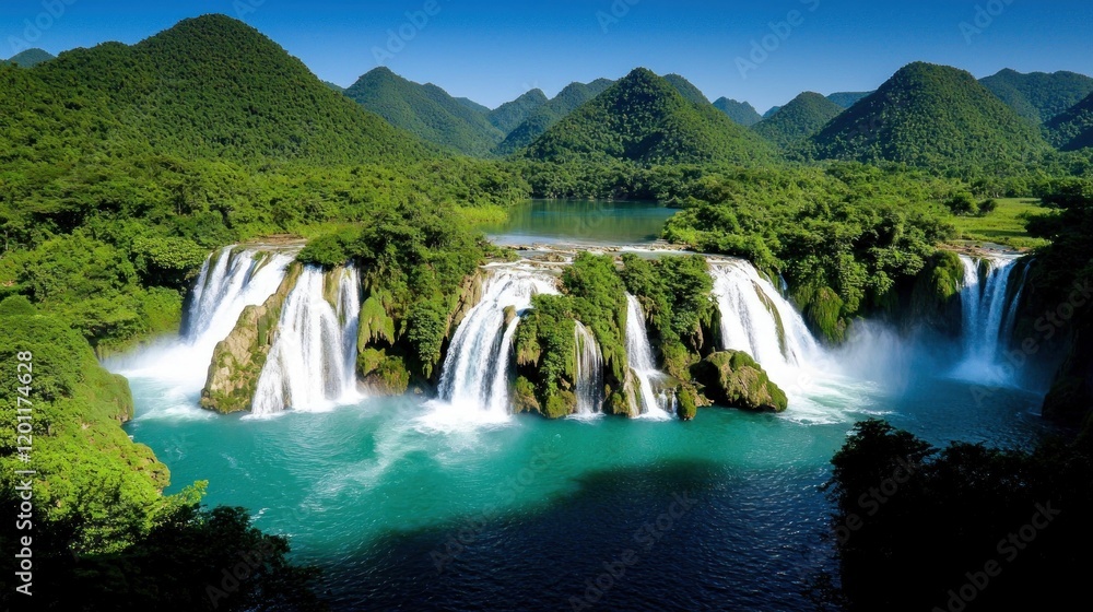 Fototapeta premium Lush Tropical Waterfall Landscape