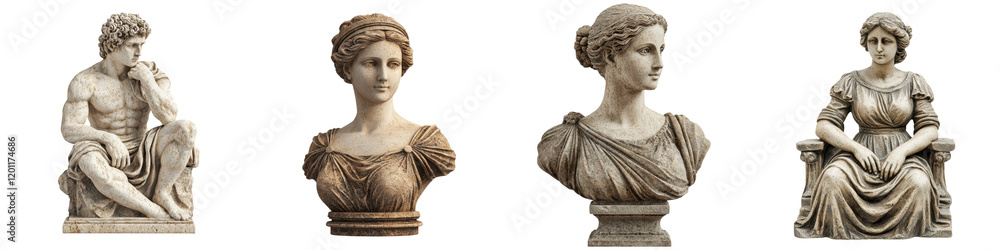 Obraz premium Iconic Mythological Sculptures from Greco Roman Antiquity on Display in a Museum