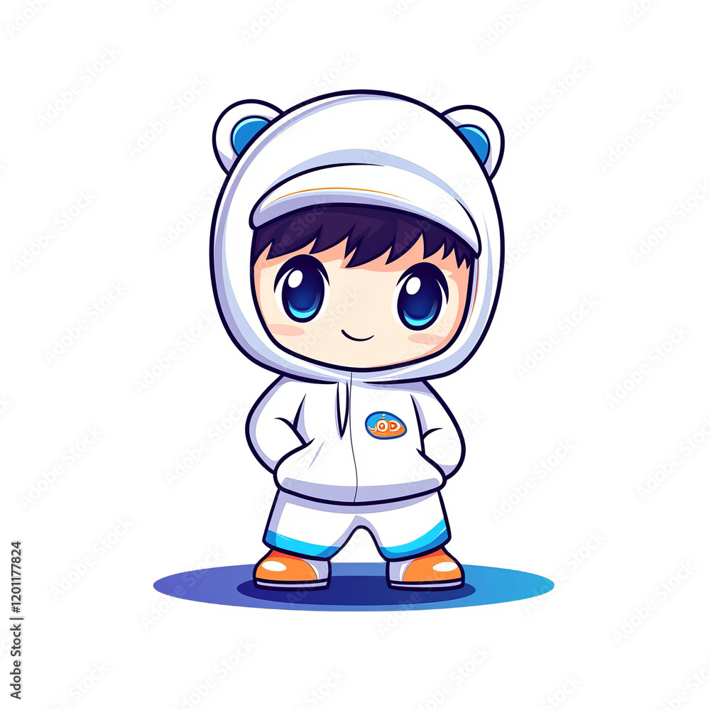 Obraz premium Cute cartoon character in bear hoodie digital art whimsical style playful concept