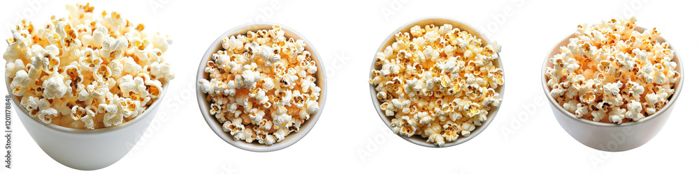 Delicious and Crunchy Popcorn Kernels Served in White Bowls Against a Bright and Clean Background Perfect for Movie Nights Parties or Any Snacking Occasion Delicious and Crunchy Popcorn Kernels Served in White Bowls Against a Bright and Clean Background Perfect for Movie Nights Parties or Any Snacking Occasion