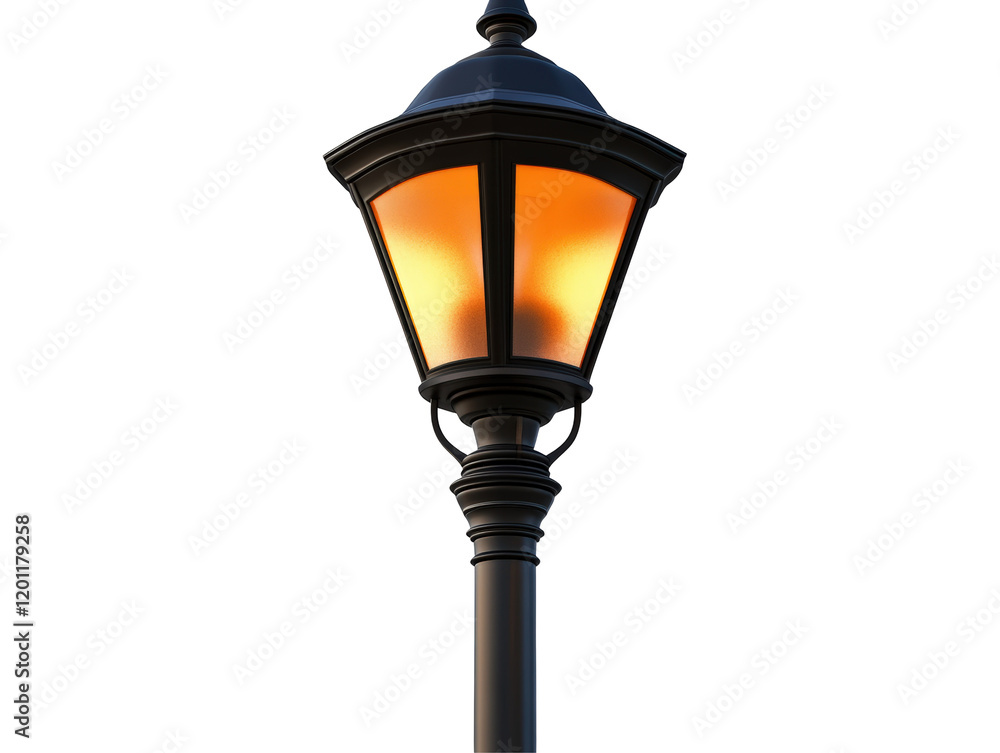 Isolated Street Lamp with Warm Light Isolated Street Lamp with Warm Light