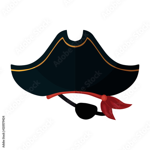 The pirate hat. Pirate's hat, bandana and eye patch. Isolated vector illustration for design and web.