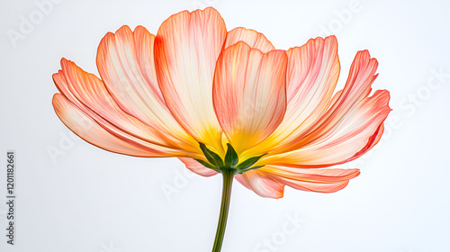 Delicate Peach Cosmos Flower Isolated on White Background