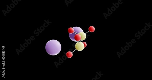 Potassium metabisulfite molecule, rotating 3D model of e224, looped video on a black background photo