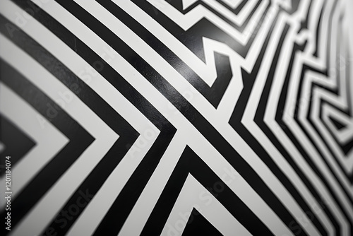 Dynamic Black and White Zigzag Lines Creating Mesmerizing Optical Illusion with Varying Thickness photo