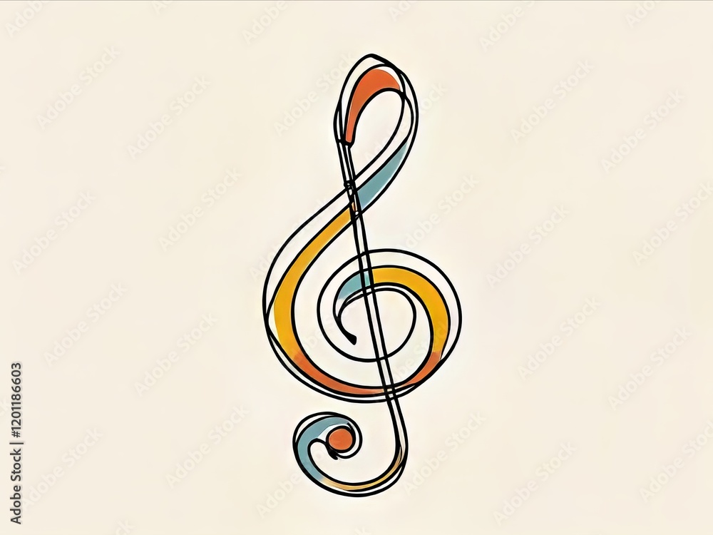 Treble clef in in single line drawings style Treble clef in in single line drawings style