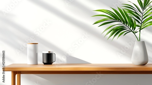 Wallpaper Mural Minimalist Home Office Desk with Sunlight and Greenery Torontodigital.ca