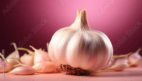 Fresh garlic clove, healthy seasoning for gourmet vegetarian meals  photo