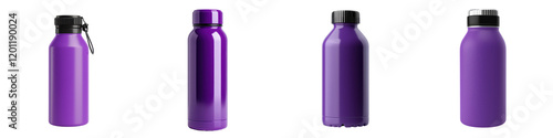 Sleek reusable purple aluminum water bottle perfect for activities and an active lifestyle  Durable eco friendly design with screw top lid and grip for easy handling photo