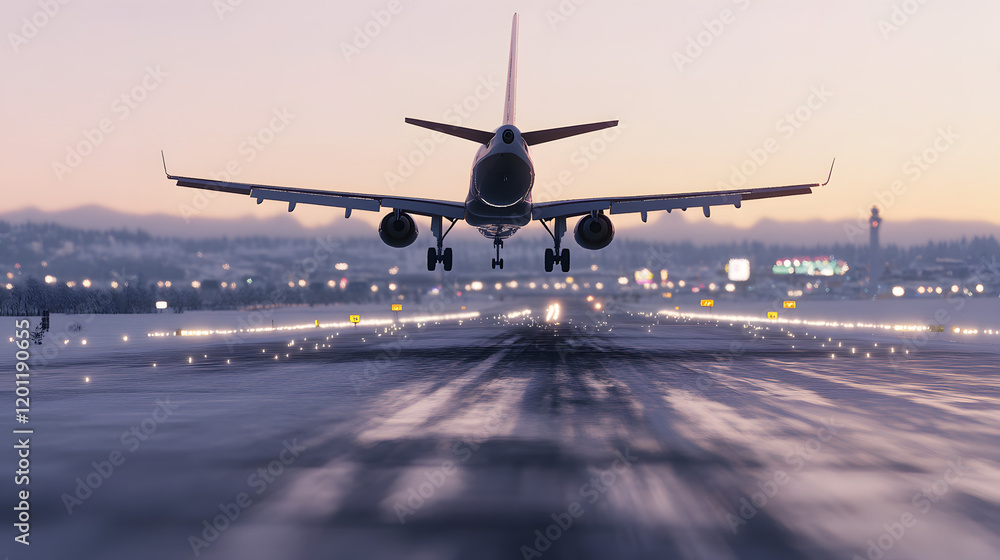 Aerial view of an empty airport runway with a single aircraft.
Aerial view of an empty airport runway with a single aircraft.