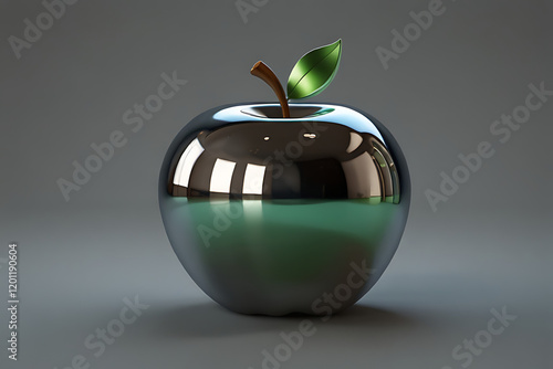 d rendering silver apple. photo