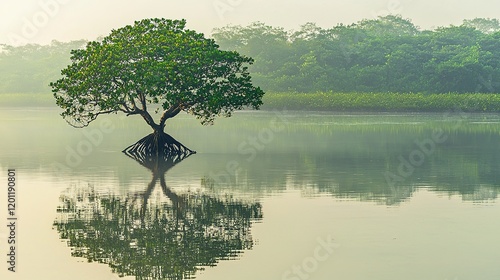 Solitary Mangrove Tree Reflection