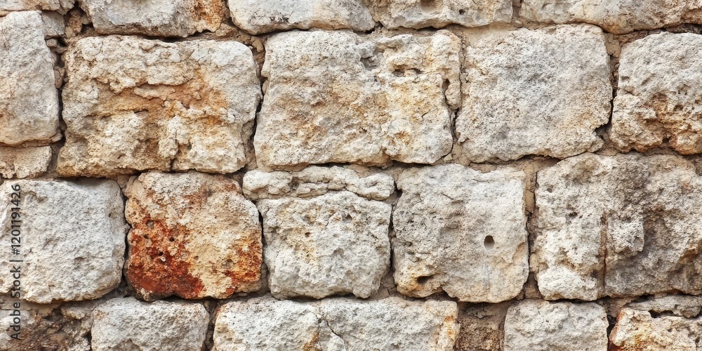 Ancient stone wall texture with rough grey and beige blocks arranged in a brick pattern featuring weathered surfaces and earthy tones. Ancient stone wall texture with rough grey and beige blocks arranged in a brick pattern featuring weathered surfaces and earthy tones.