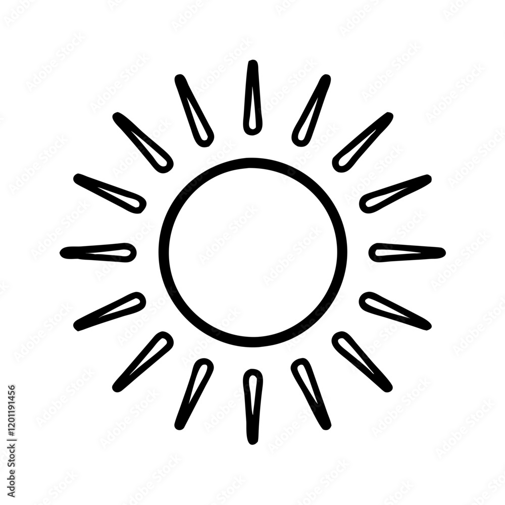 Sun line icon in minimalist style on white background Sun line icon in minimalist style on white background