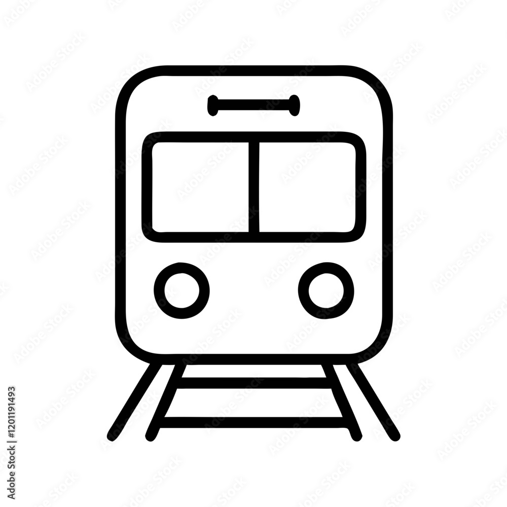 Train line icon in minimalist style on white background Train line icon in minimalist style on white background
