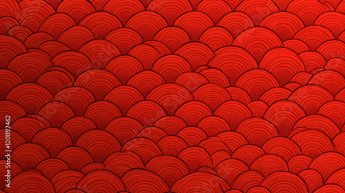 Chinese new year red background design with traditional Chinese wave patterns photo