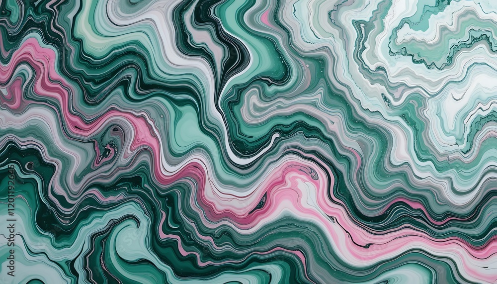 Abstract Swirling Green Pink Marble Design Abstract Swirling Green Pink Marble Design