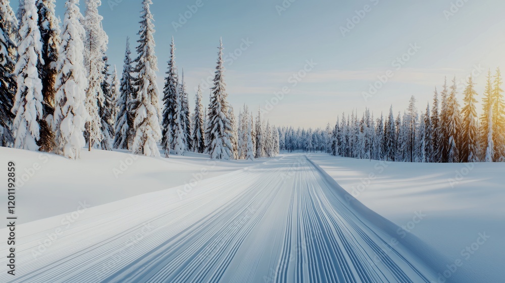 Obraz premium Snowy Forest Path