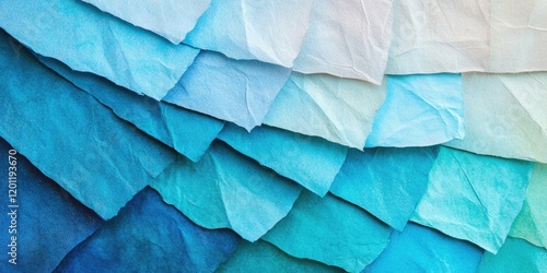 Wallpaper Mural Layers of textured aged craft paper in shades of white, blue, and cerulean, showcasing a gradient effect in macro view with soft gradients. Torontodigital.ca