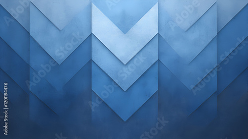 Abstract Blue Chevron Pattern Wall Design