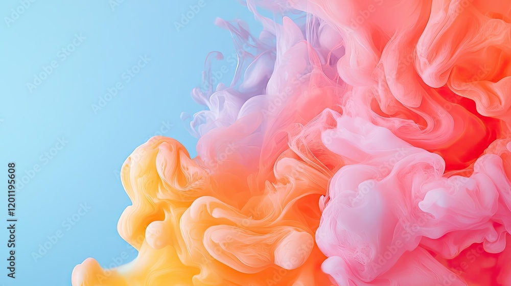 Fototapeta premium Explosion watercolor idea. Vibrant abstract swirl of colorful smoke creating a dynamic visual effect.