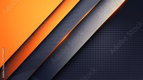 Abstract Orange Silver And Black Geometric Design