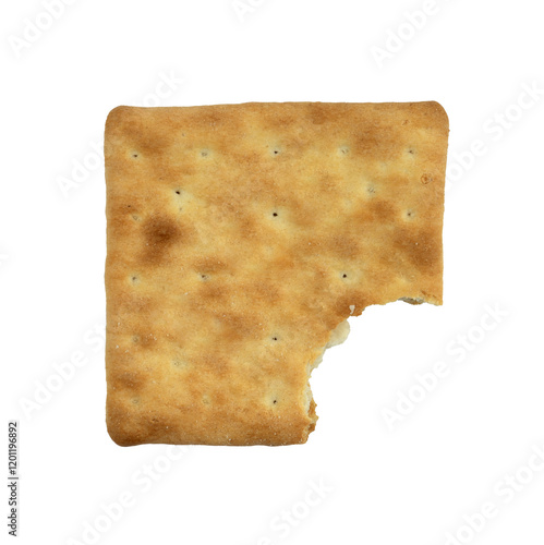 Bite of Cheese Biscuit on White Background