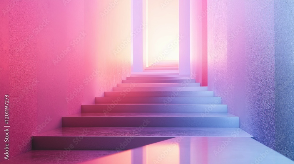 Modern design featuring a gradient staircase. Modern design featuring a gradient staircase.