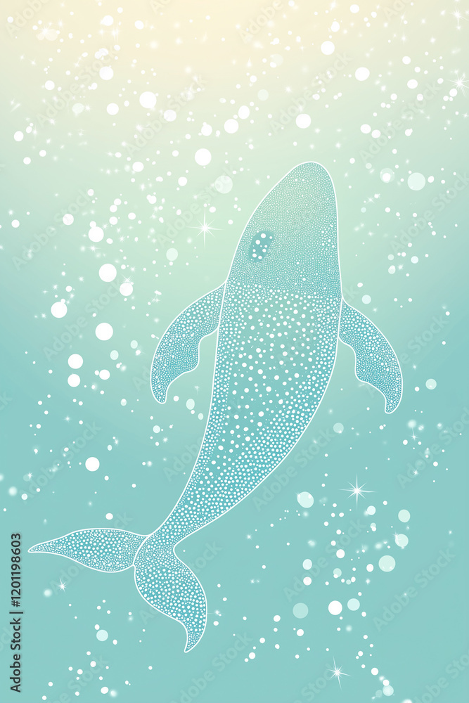 Fototapeta premium Whale in a Celestial Ocean Scene