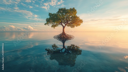 Sunrise Tree Reflection