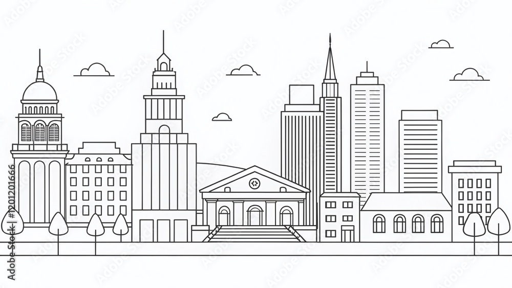 Lafayette Louisiana Skyline, Single Line Art, Animated Cityscape, Travel Poster, Home Decor Lafayette Louisiana Skyline, Single Line Art, Animated Cityscape, Travel Poster, Home Decor