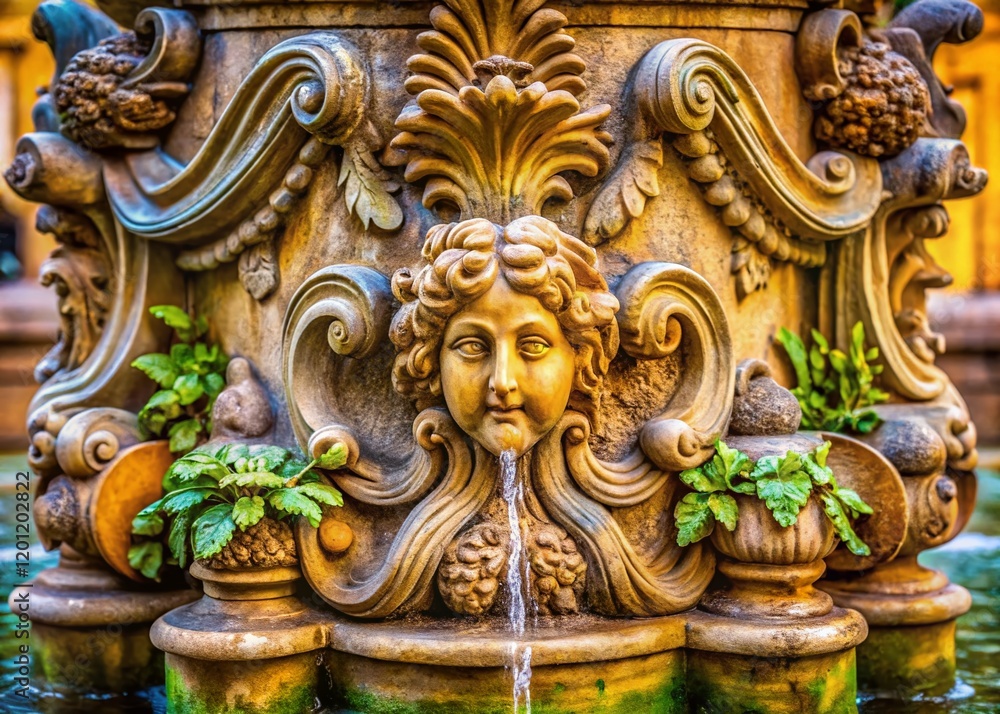 Fototapeta premium Latona Fountain Detail: Intricate Carving Macro Photography