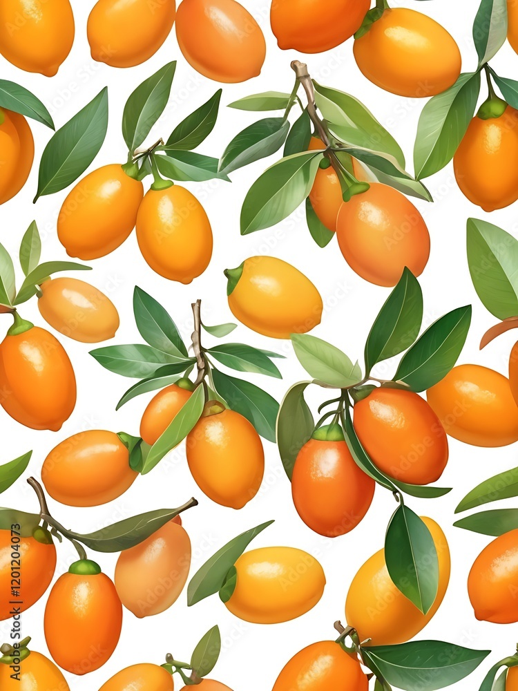 seamless pattern with kumquats