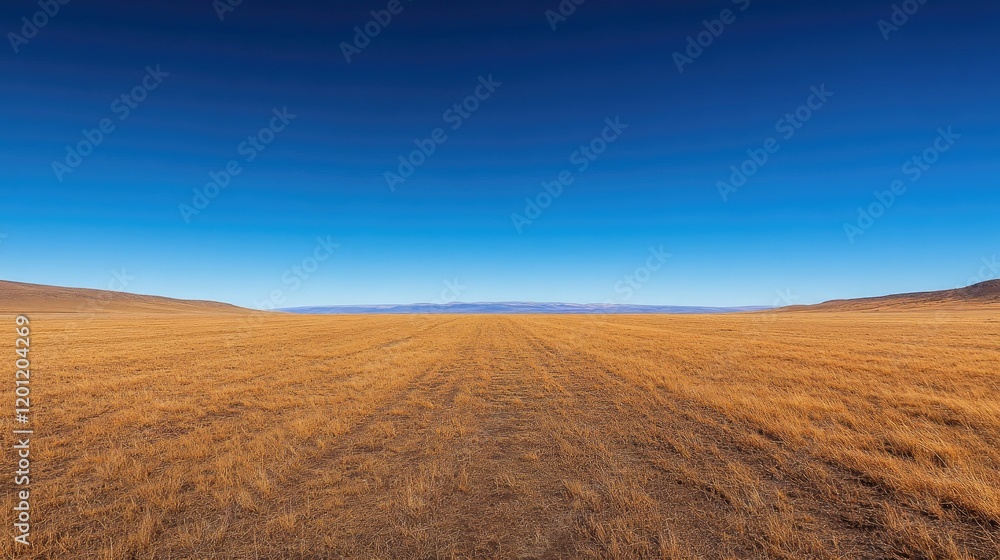 A pipeline running through a field, stretching to the horizon with a clear blue sky overhead A pipeline running through a field, stretching to the horizon with a clear blue sky overhead