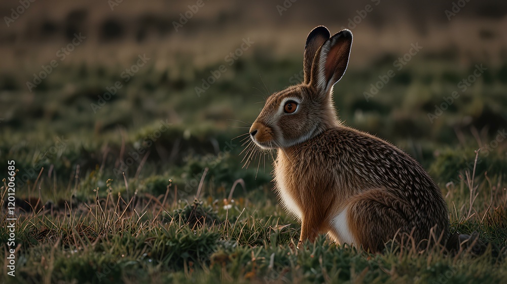 Fototapeta premium beautiful Jackrabbits - European hare, a mammal of the Leporidae family.